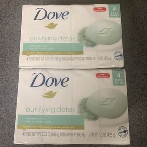 8 Bars Dove PURIFYING DETOX with Green Clay Beauty Bar 3.75 Oz Soap